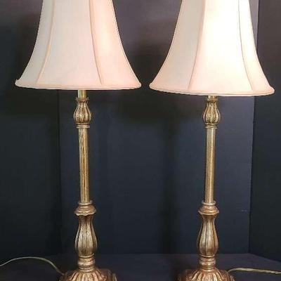 Pair of Gold Buffet Lamps with Shades