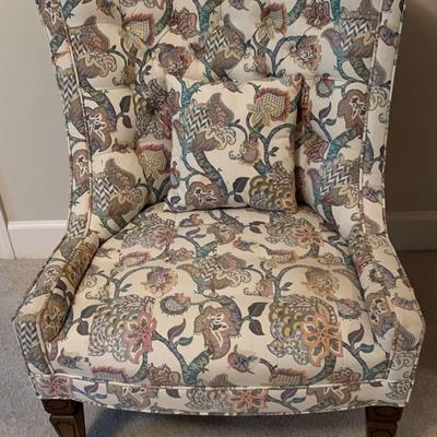 Floral Upholstered Accent Chair with Matching Pillow