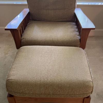 Ethan Allen Upholstered Chair with Ottoman