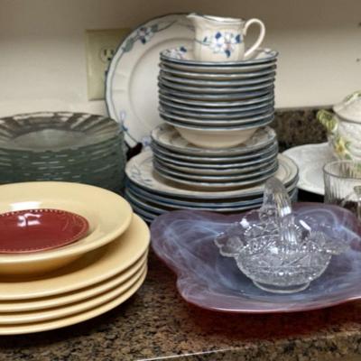 Mixed Dinnerware & Serving Collection with Soup Tureens and Glassware