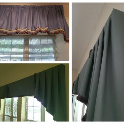 Blue Window Treatments with Valances & Tassel Trim