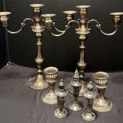 Gorham Weighted Sterling Silver Candlesticks with Salt & Pepper Shakers