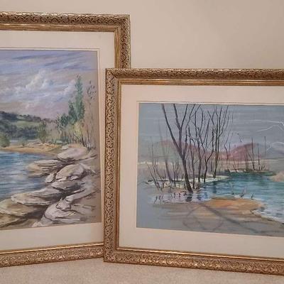 Robert Vantrease (1927-2016) Scenic Watercolors in Ornate Wooden Frames 