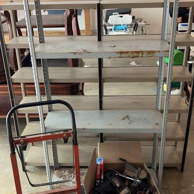 Metal Storage Shelves with Craftsman Drill and Assorted Tools