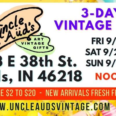 Sale Photo Thumbnail #3: Make plans to come by 9/19-21,, 2025! 80% of the store will be $2 - $20 or less! Or Shop Now for exclusive hand-picked and hard-to-find vintage online at https://UncleAudsVintage.com.shop! New items added online daily! In-Person Sale Days: Sept. 19 - 21, 