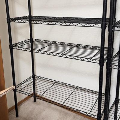 Set Of Three Black Wire Rack Shelving Units