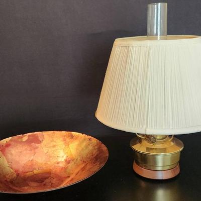 Vintage Oil Lamp & Large Display Bowl