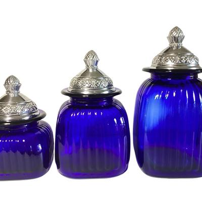 Vintage Artland Kobalt Blue Canister Trio