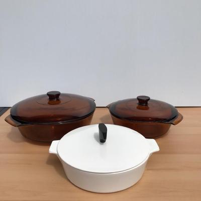 2 Anchor Hocking Bowls And One Buffet Server Bowl