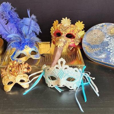 Collection Of Masks And Decor Storage Boxes