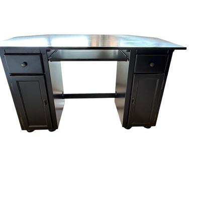 Ballard Designs Black Corner Desk with Cabinets & Drawers – 55” x 33”