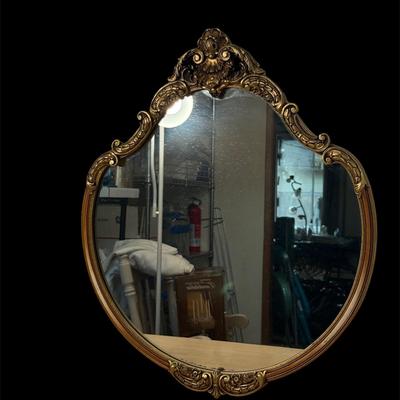 Ornate Vintage Wall Mirror with Gold Frame