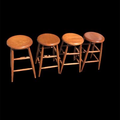 Wood Bar Stools – Set of 4