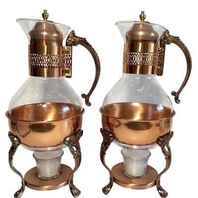Copper & Glass, Coffee/Tea Warmer Duo