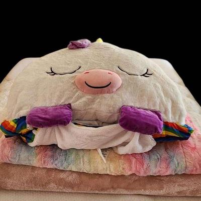 Unicorn Theme Sleeping Bag & Blankets