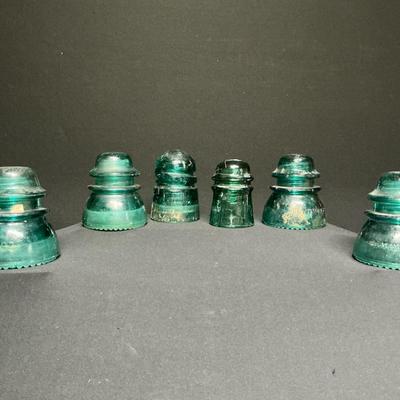 Vintage Hemingray Teal Green Blue Glass Insulators & More
