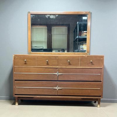 Vintage MCM Kroehler Dresser And Mirror