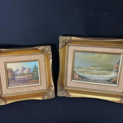 2 Framed Acrylic Mini Paintings 