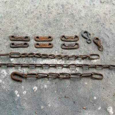 Vintage Chains, Anchor Double Hooks & Industrial Slip Eye Hooks  