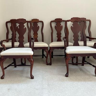 Set of Six Bassett Cherrywood Dining Chairs