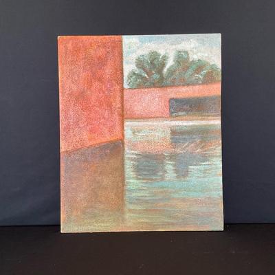 Abstract Terracotta by the Water Painting on Board 