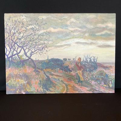 Lady in the Italian Countryside Painting on Board 