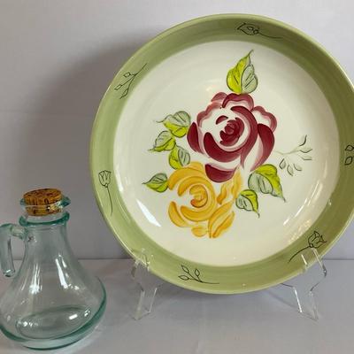 Royal Albert Rose Garden Pasta Bowl And Vintage Glass Cruet