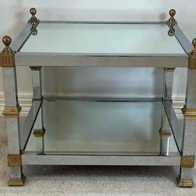 Chrome & Brass Mirrored Accent Table 