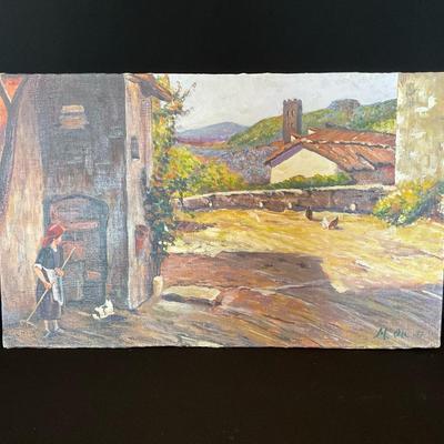Italian Village Painting on Board