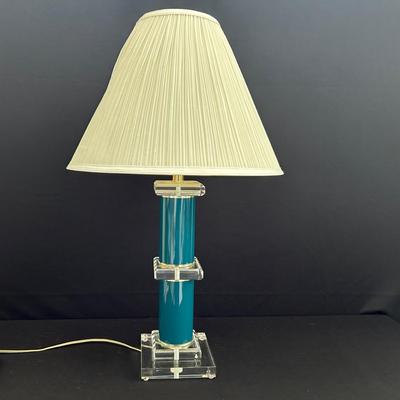 Lucite And Teal Table Lamp