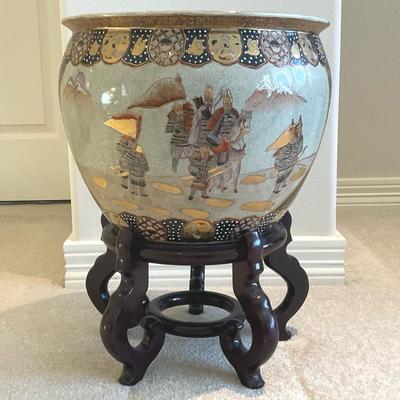 Chinese Warrior Satsuma Planter on Stand #2