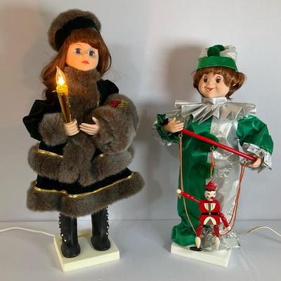 Animated Christmas Caroler And Friend 