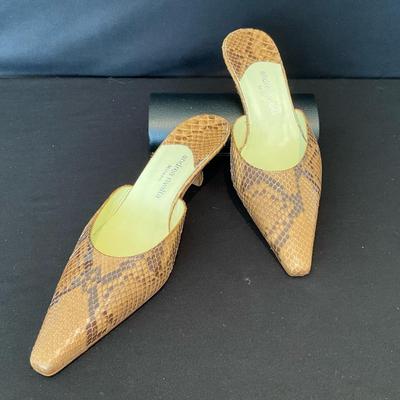 Andrea Rivalta Snakeskin Kitten Mules 