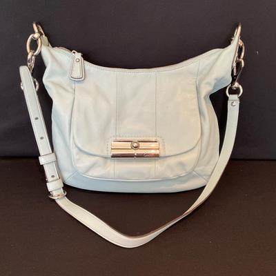 Light Blue Leather Coach Handbag 
