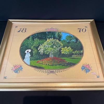 Framed Monet Jeanne in the Garden Print