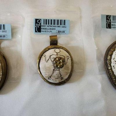 3 African Emebellished Pendants 