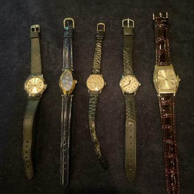 Silver Rimmed Leather Band Watches 