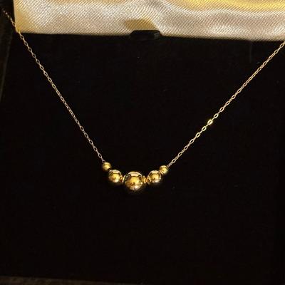 14K Graduated Bead Necklace 