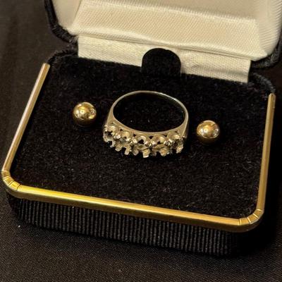 14K Ball Earrings and Ring