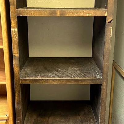 Large Dark Wooden Rolling Shelf