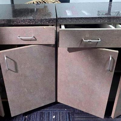 Large Workstation with Cabinets and Drawers