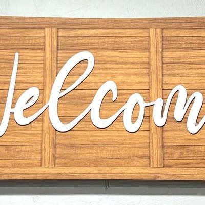 Large Wooden Floral ‘Welcome’ Sign