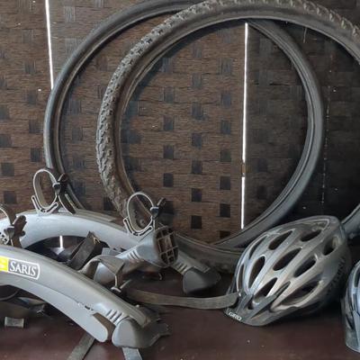 Saris Bones Trunk Rack, a popular bicycle carrier,2 Bike Tires , 2 Bike Helmets Giro Make