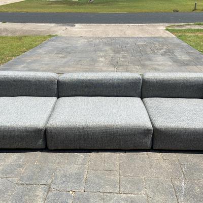 Large Gray Fabric Low Sofa