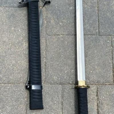 Ninjato Sword (28” Blade) W/ Leather Sheath, Blade Marked Pakistan
