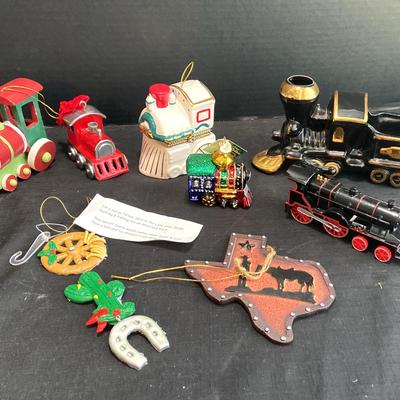 Train Ornaments, Ceramic Train & Texas Ornaments