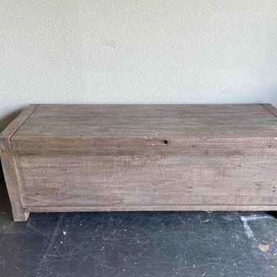 Gray Wooden Storage Trunk Bench