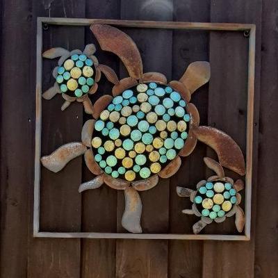 Vintage Metal Turtle Wall Sculpture