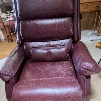Vintage Maroon Leather Recliner