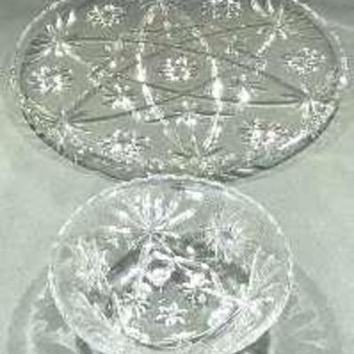 Vintage Anchor Hocking Star Design Platter & Candy Dish